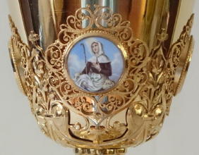 Solid silver gilt antique French Gothic Chalice.